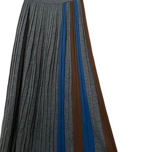 Stefanel Medium Wool Midi Maxi Designer Accordion Pleated Pull On Skirt R